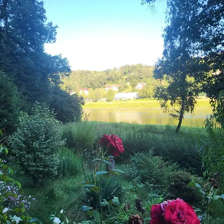 Romantische Gartenlaube Mit Blick Auf Elbe